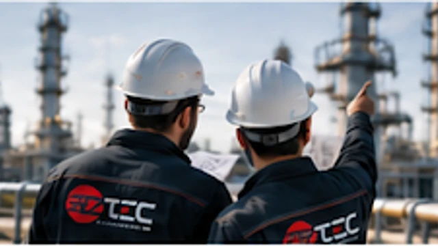 AZtec engineers in safety helmets conducting plant site audit and strategy assessment