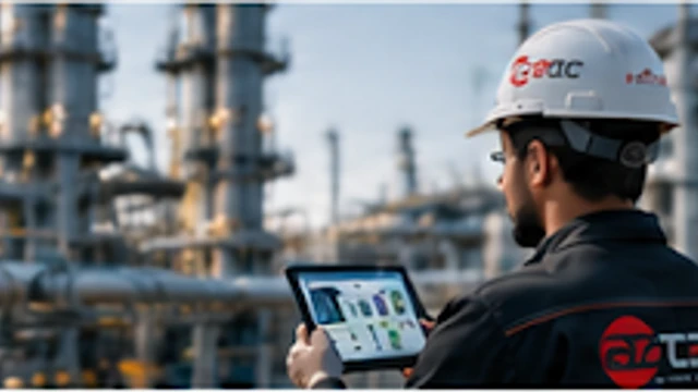AZtec field service engineer conducting plant maintenance check with tablet