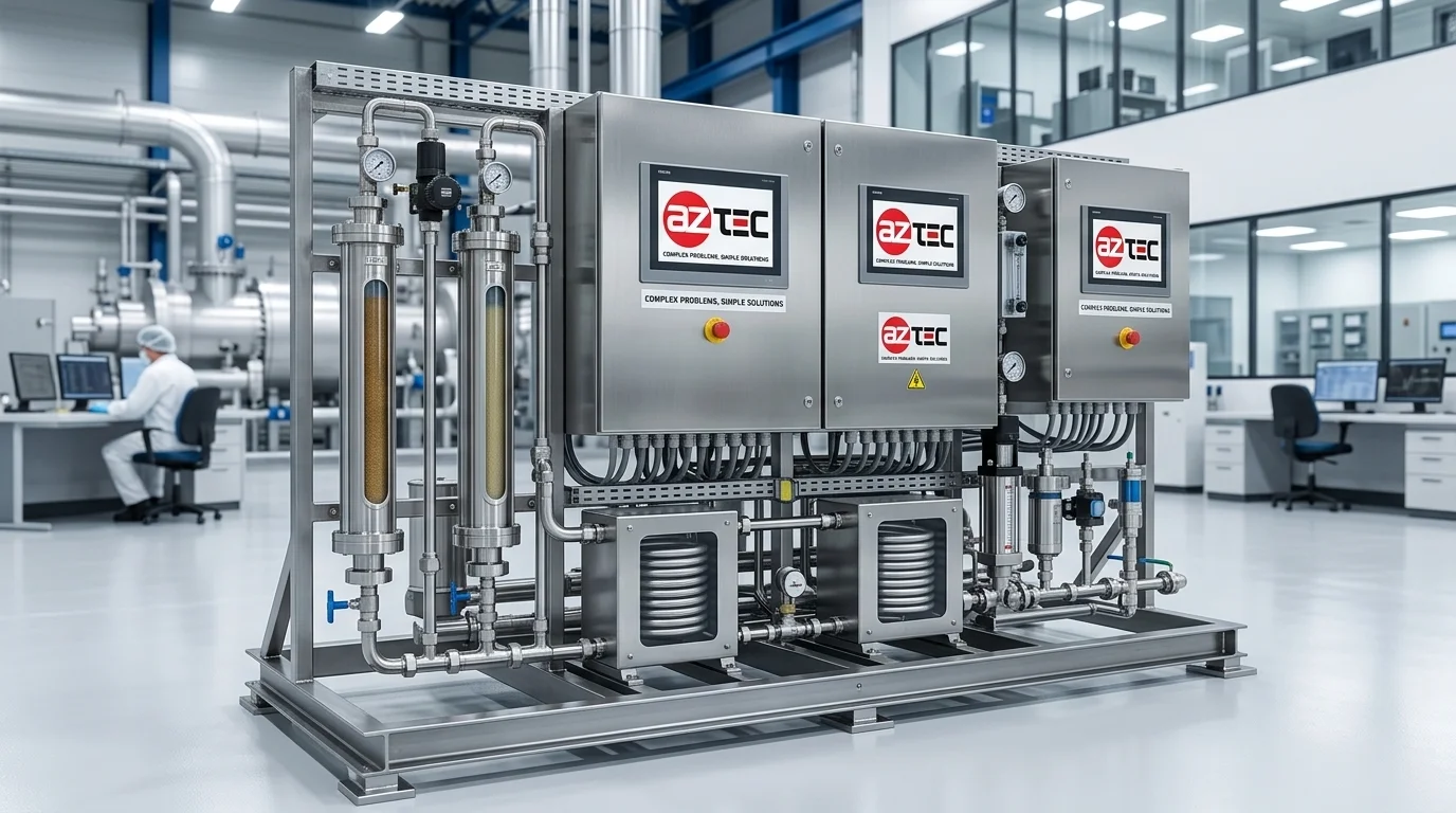 Custom engineered sampling system skid enclosure with stainless steel sample coolers and cation columns